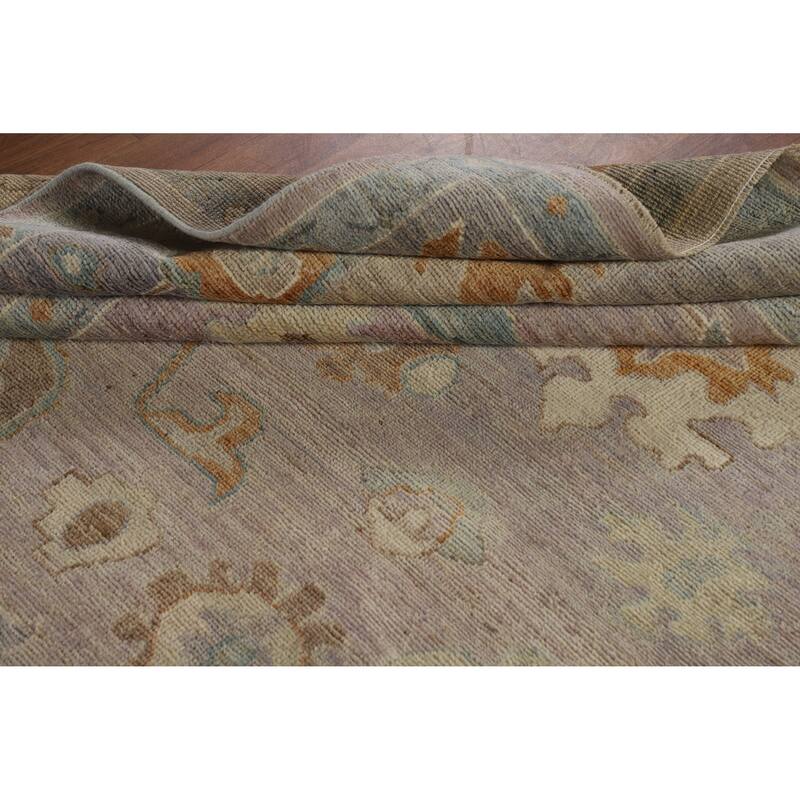 Hand Knotted Oriental 100% Wool Carpet Transitional All-Over Purples Oushak Area Rug - 9' 11'' X 8' 0''