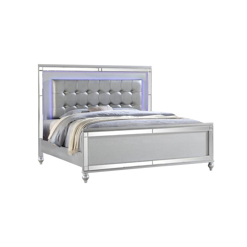 Sterling 4PC/5PC Contemporary Bedroom Set with Mirror Accents and LED Enhancements