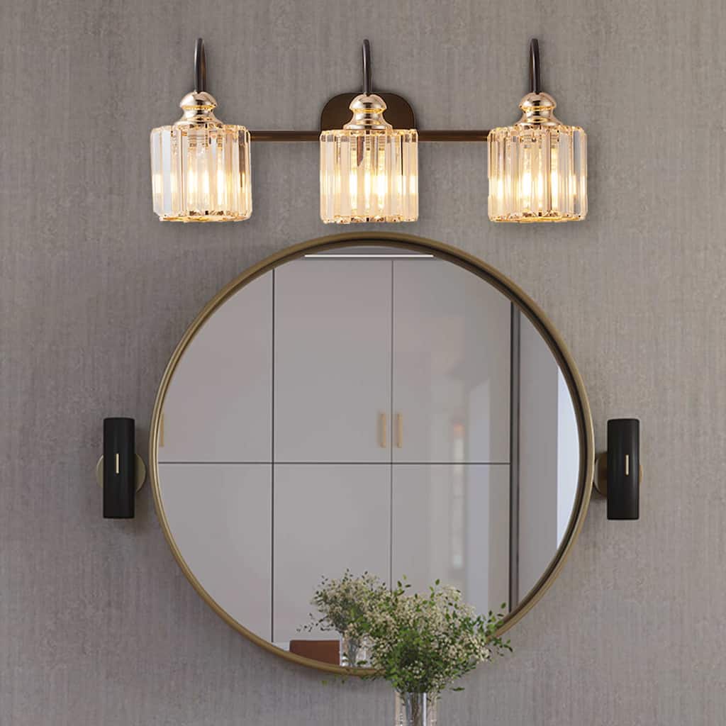 3 Lights Modern Wall Mounted Bathroom Over Mirror Light With Glass Lampshade - 23.13