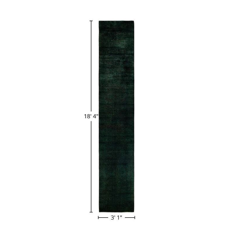 Overton Hand Knotted Wool Vintage Inspired Modern Contemporary Overdyed Burgundy Runner Rug - 3' 1" x 18' 4"