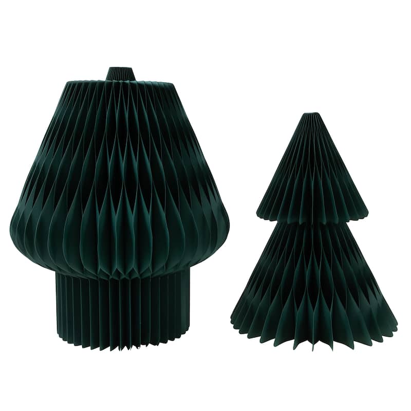 Tall Accordion Honeycomb Foldable Paper Christmas Tree - 4' - Dark Green