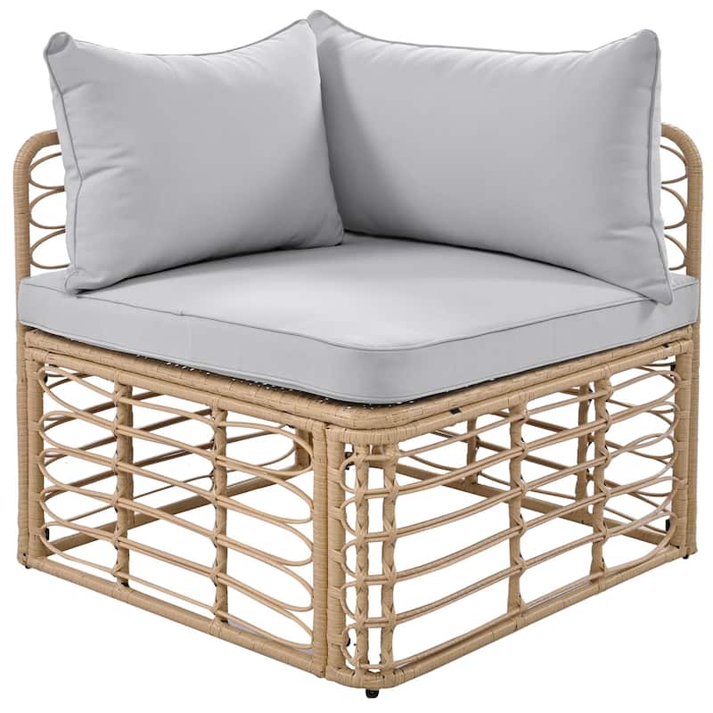 7-Piece Outdoor Rattan Patio Furniture Set with Cushions and Coffee Table