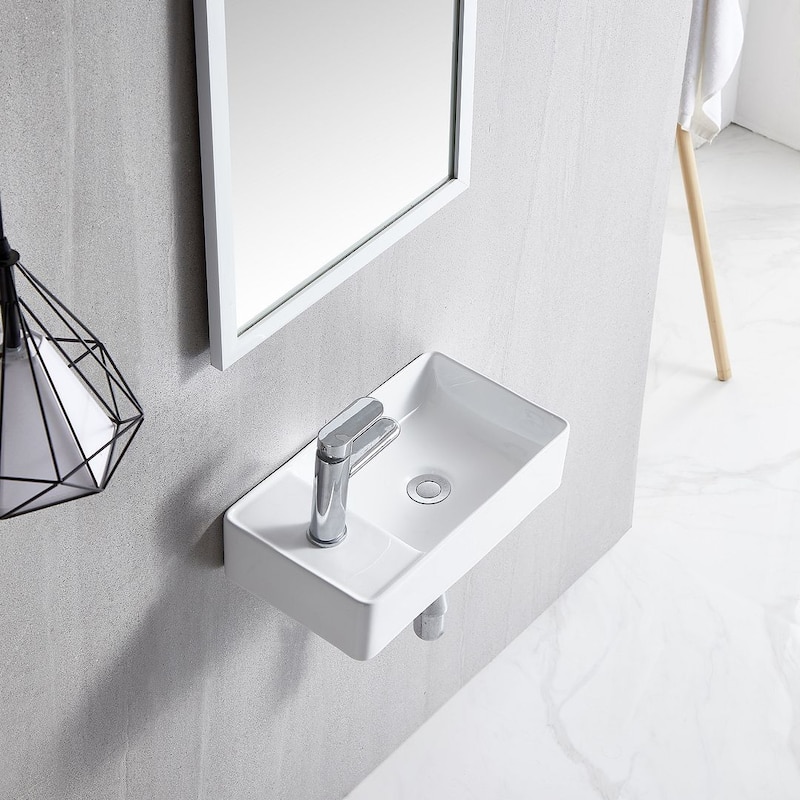 Eridanus Small Wall-Mounted Bathroom Sink with Pop-Up Drain - 17.9" x 9.8" x 4.3"