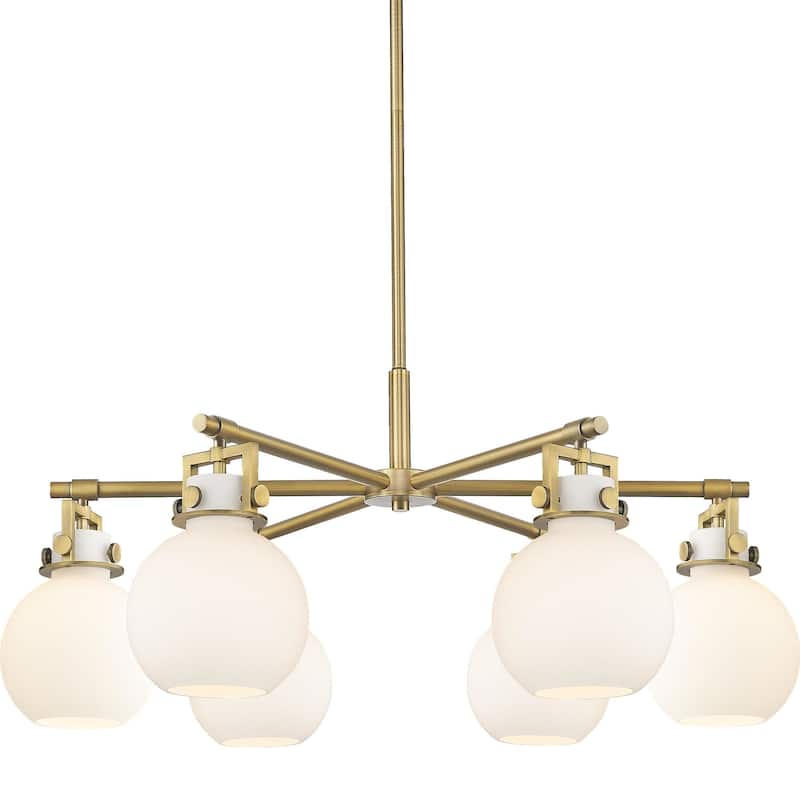 Innovations Lighting 411-6CR-16-26 Newton Sphere Chandelier Newton - Brushed Brass / White