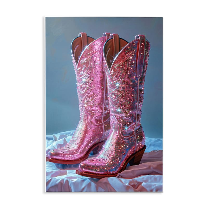 Stupell Dazzling Pink Glam Cowgirl Boots Wall Plaque Art Design By LSR Creative Studio - 10 x 15