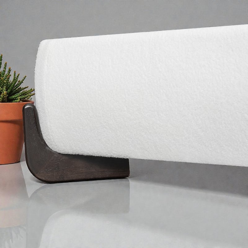 Boucle Upholstered Bed with Solid Wood Legs, Modern Queen/King Platform Bed, Soft Fabric Bedroom Centerpiece