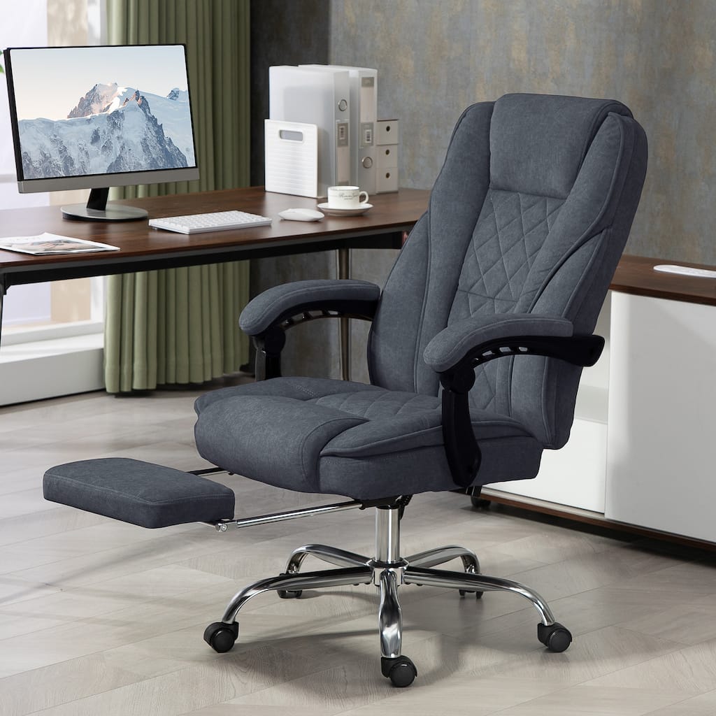 Reclining Computer Chair Massage Office Chair with Footrest, Swivel Desk Chair Leisure Chair with Heat