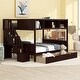 preview thumbnail 29 of 37, Twin Over Full Bunk Bed with Storage Stairs, Solid Wood Bunk Bed Frame with 2 Drawers & Storage Shelves, for Kids Teens Adults