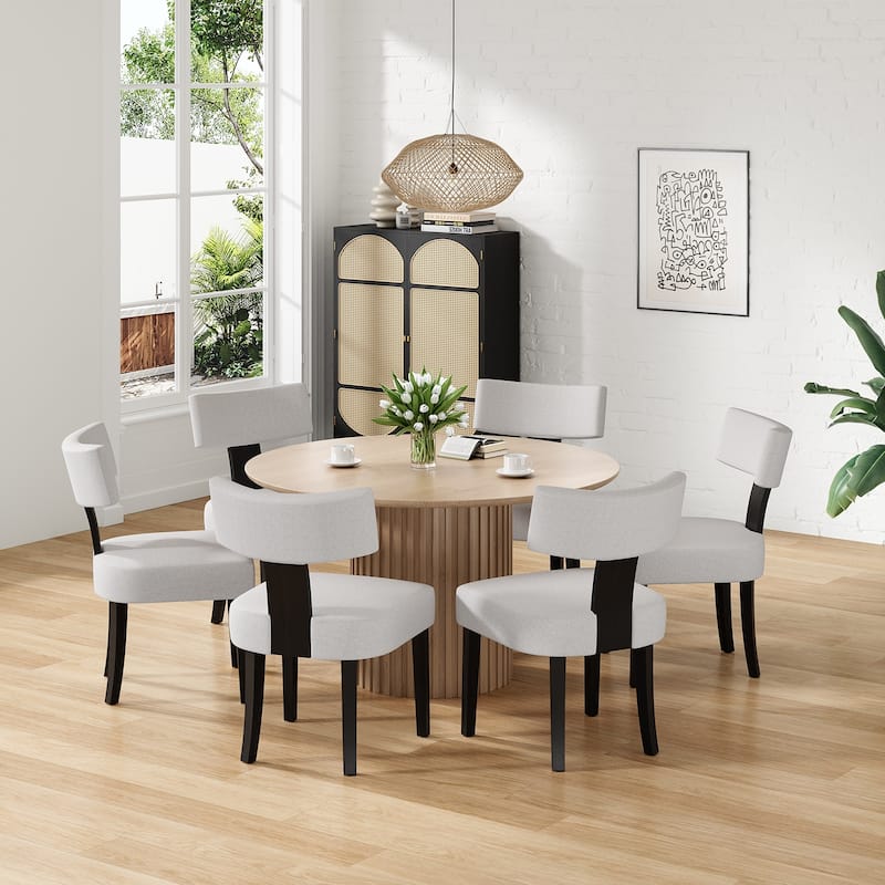 Upholstered Armless Dining Table Chairs Set of 2 with Hardwood Frame Curved Backrest for Kitchen Room