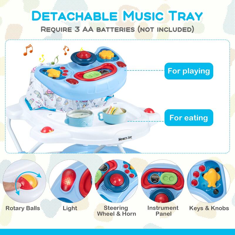 6 in 1 Foldable Baby Walker with Adjustable Height - 28" L x 24" W x 19.5" H