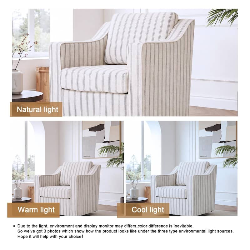 Chenille/Leather Swivel Barrel Chair(Set of 2) Modern Club Chair by UIXE