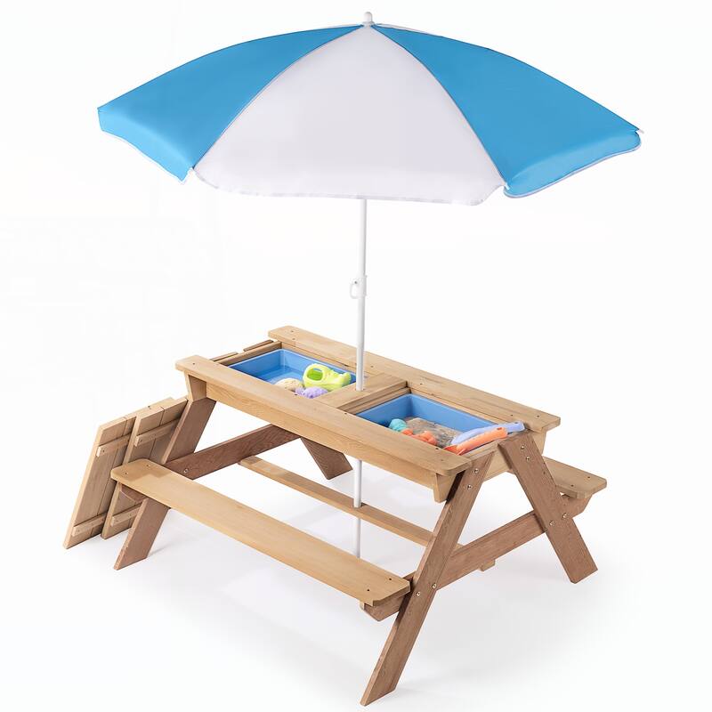 Kids Outdoor Picnic Table With Umbrella hole
