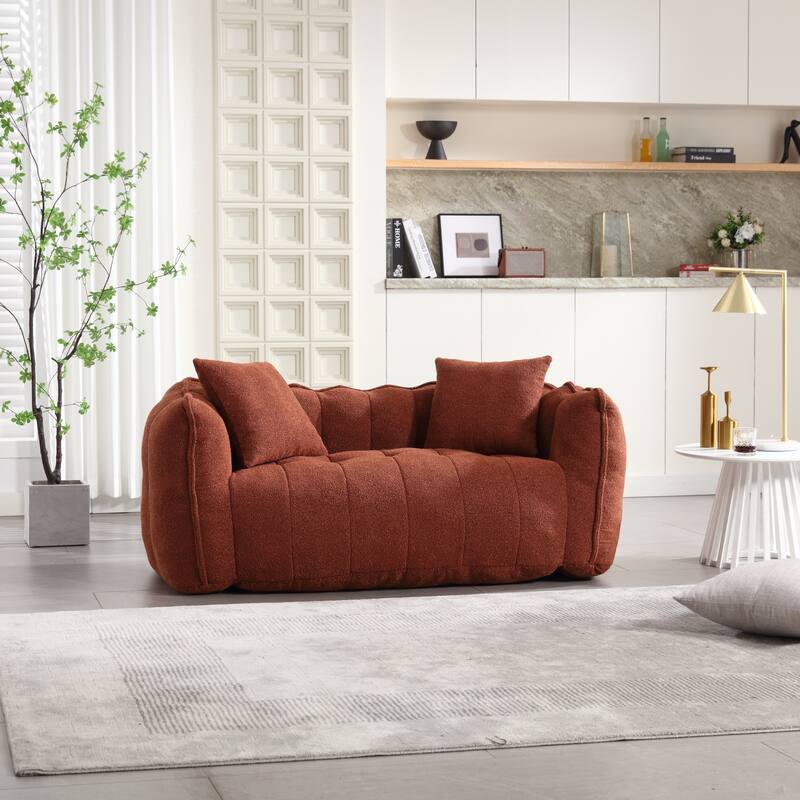 66-Inch Chenille Upholstered Loveseat with Pillows