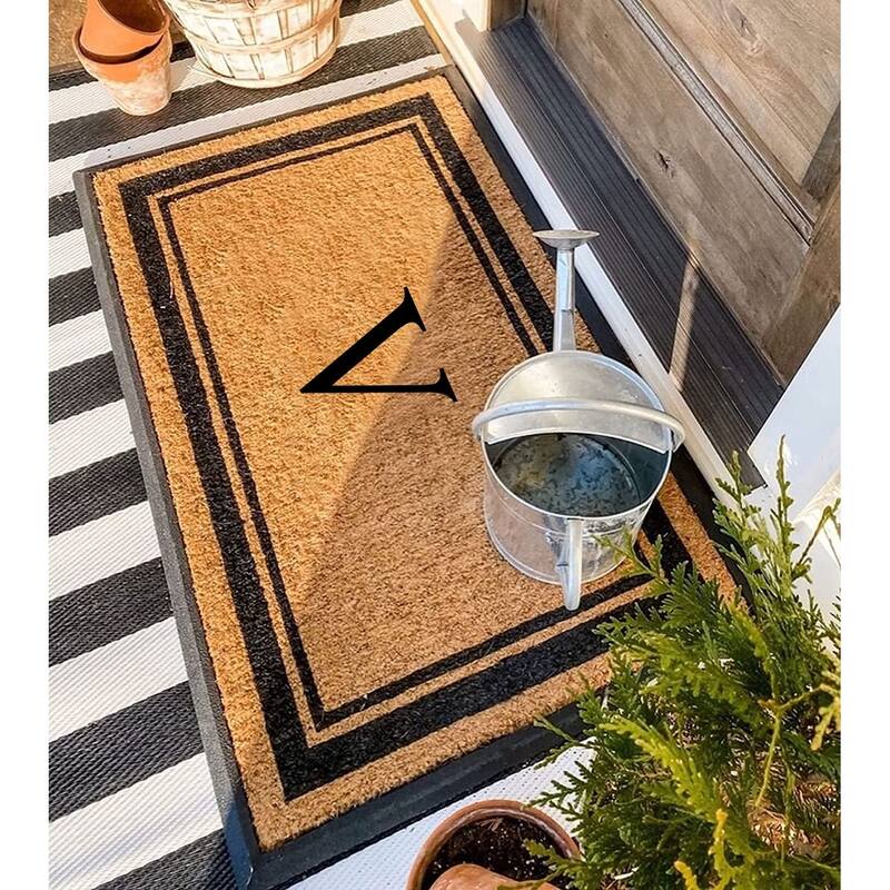 A1HC Picture Frame Natural Rubber & Coir Large Monogrammed Doormat 24"x48"