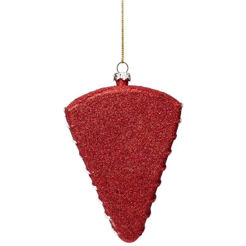 Glittered Shatterproof Strawberry Cake Slice Christmas Ornament - 5" - Red and White