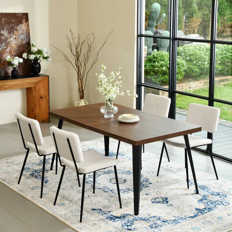 Homy Casa 5-Piece Modern Dining Set with Rectangular Table and Upholstered Side Chairs