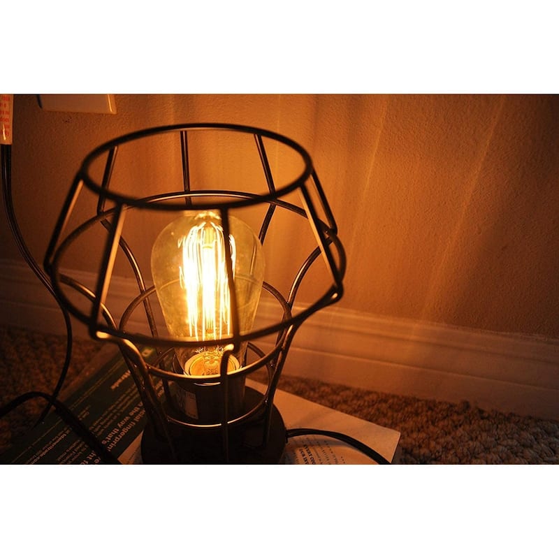 9" Industrial Metal Table Lamp Accent Light with a Free Edison Bulb
