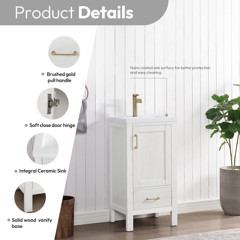 Gela Single Bath Vanity with Ceramic Basin Top without Mirror