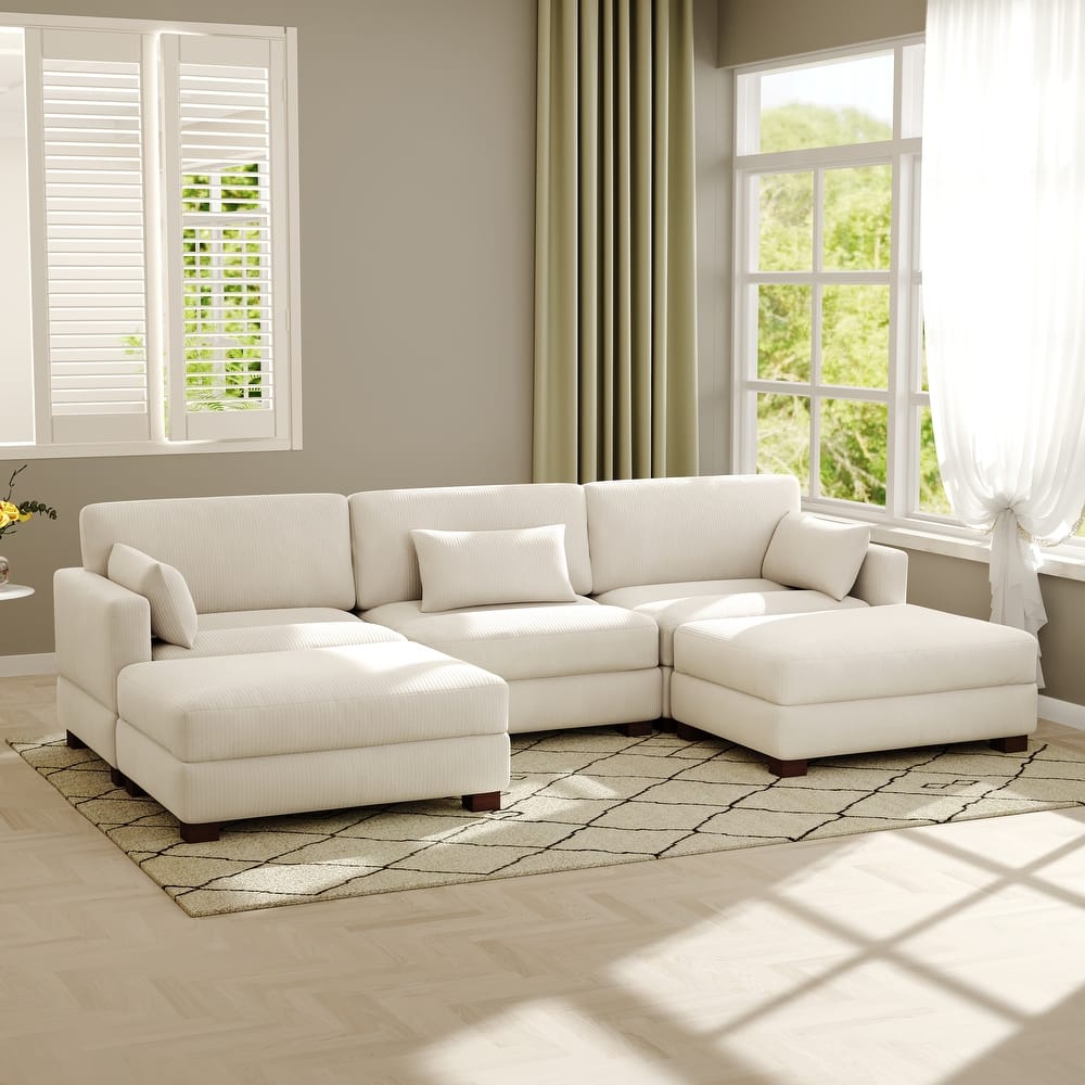 Modern U-shaped Modular Corduroy Sectional Sofa