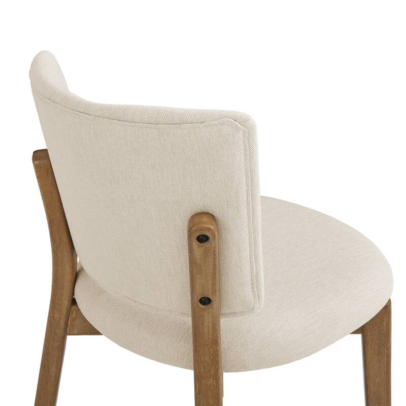 Fabric Upholstered Dining Chairs Set of 2/4 with Wooden Legs, Modern Kitchen Dining Chairs with Back, Walnut Flaxen