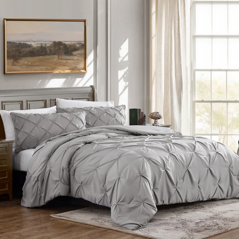 Swift Home Modern Diamond Pintuck Ultra-Soft Microfiber 3-Piece Bedding Comforter Set