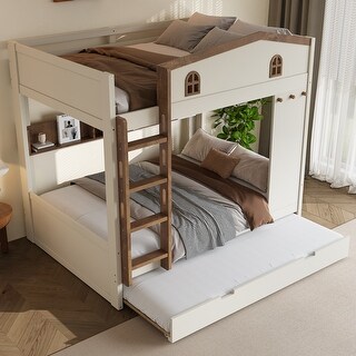 Full over Full/Queen over Queen Bunk Bed with Trundle and Storage ...