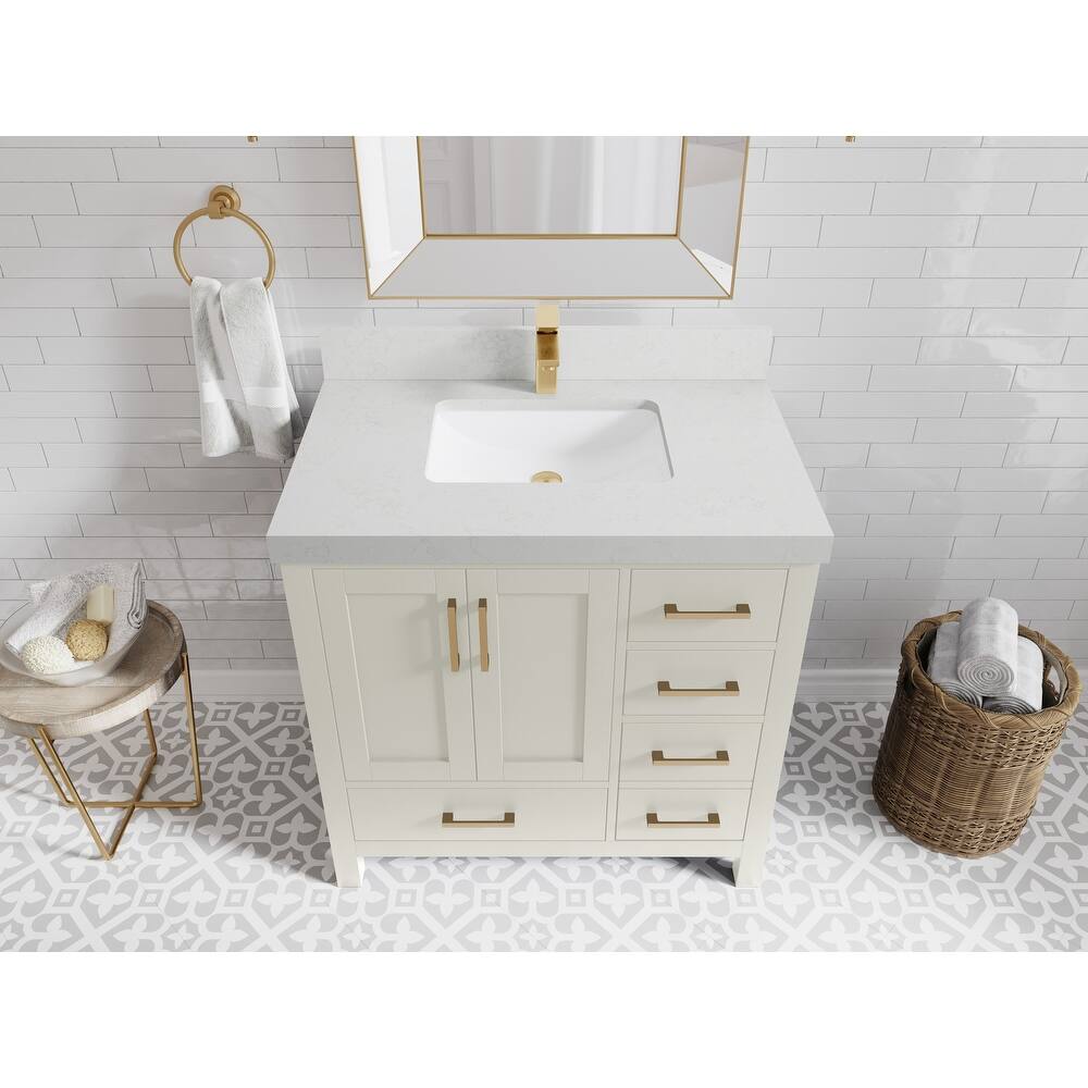 Willow Collections 36 in. W x 22 in. D Malibu Center Sink Left Bathroom Vanity with Countertop