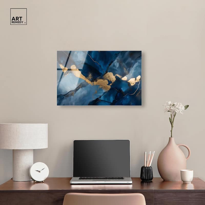 Dark Texture Golden Touch I Acrylic by Art Remedy, Ready to Hang