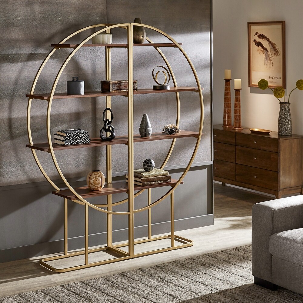 Armen matte black finish metal round bookcase by inspire q modern cheap