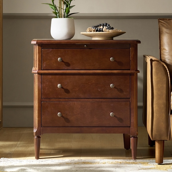 HULALA HOME Griselda Traditional 3-Drawer End Table with Charge