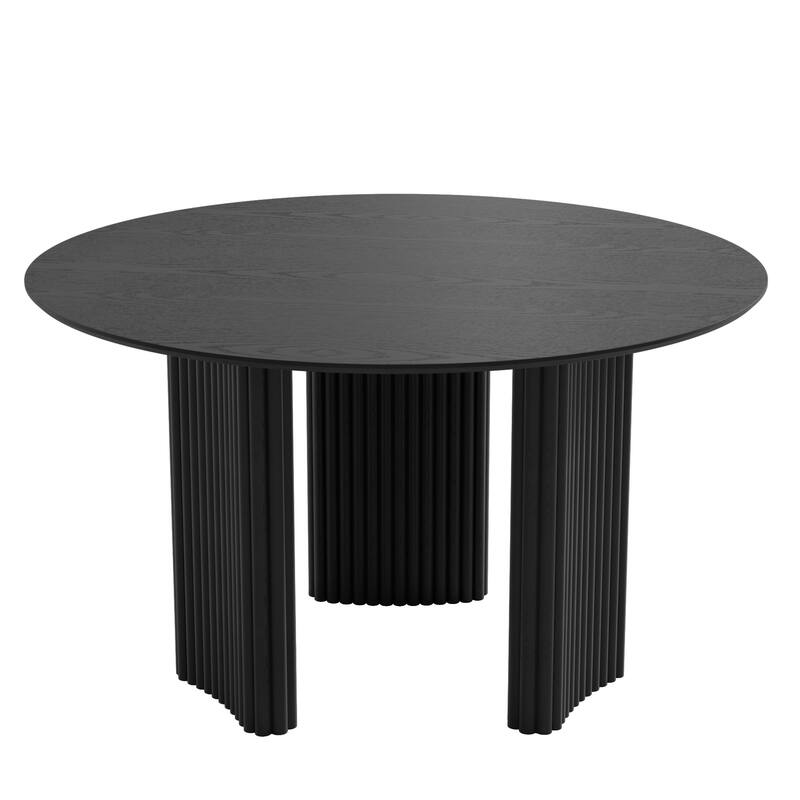 Dovelina 46" Modern Round Dining Table with Artistic Fluted Base & Safe Rounded Edges for Family