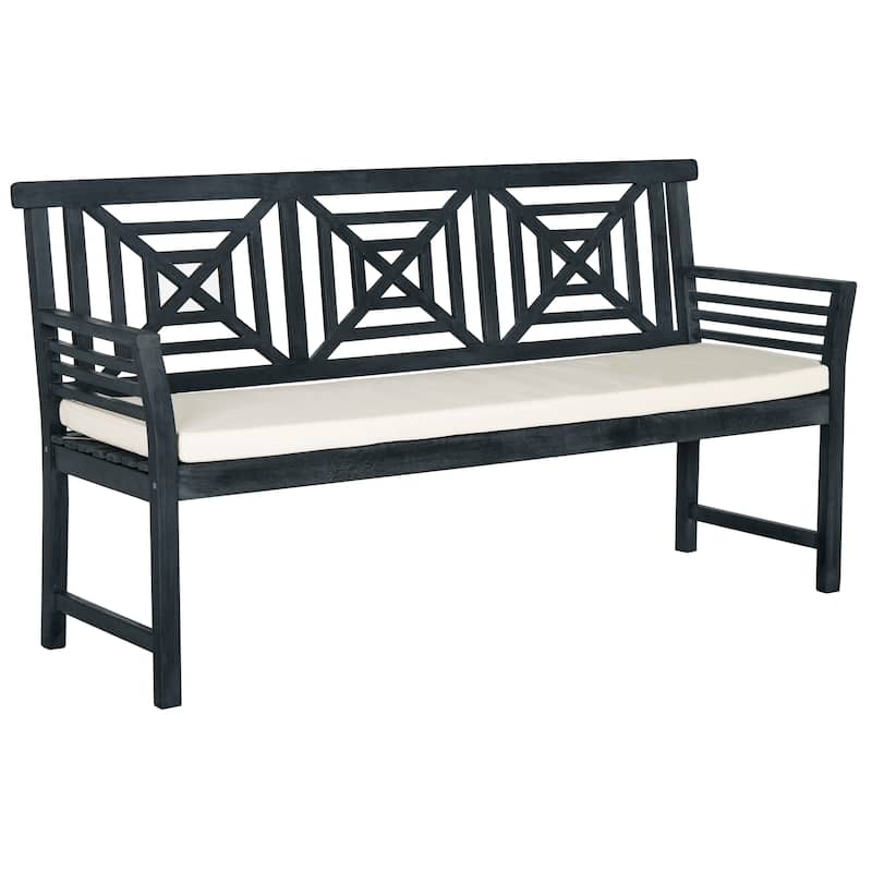 SAFAVIEH Outdoor Vessela Mar 3-Seat Bench with Cushion - 22Wx63Dx34H