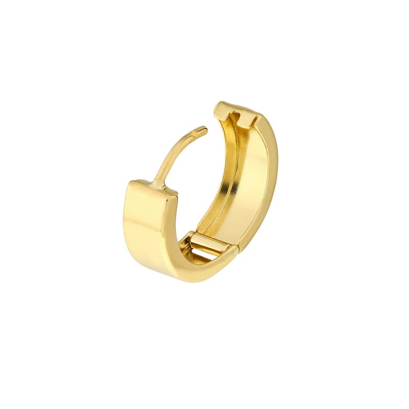 Curata 10k Yellow Gold 12x4mm High Polished Round Hinged Hoop Earrings
