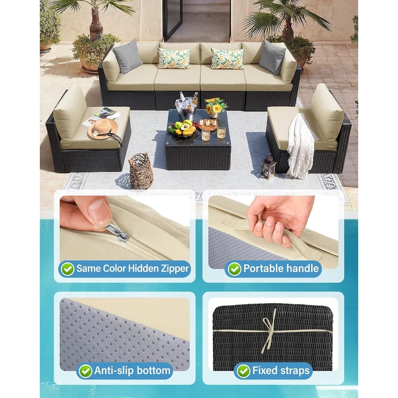 WINSOON 14 Piece Outdoor Furniture Replacement Cushions,Patio Seat Cushions