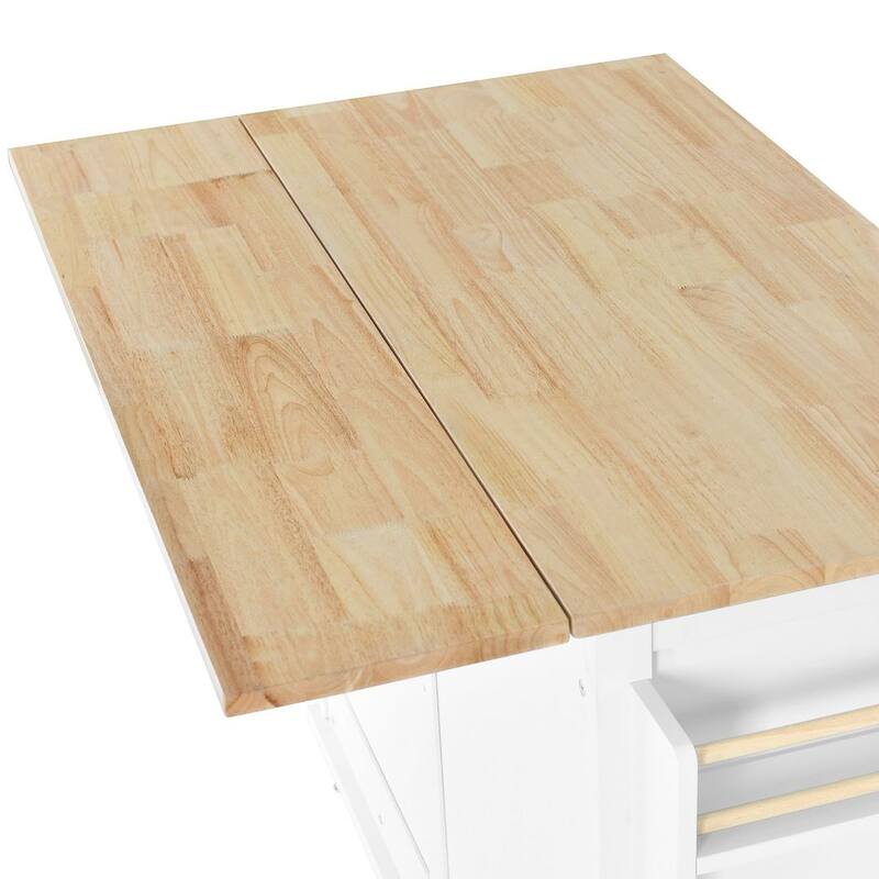 Kitchen Island Cart with Wheels Drop-Leaf Countertop
