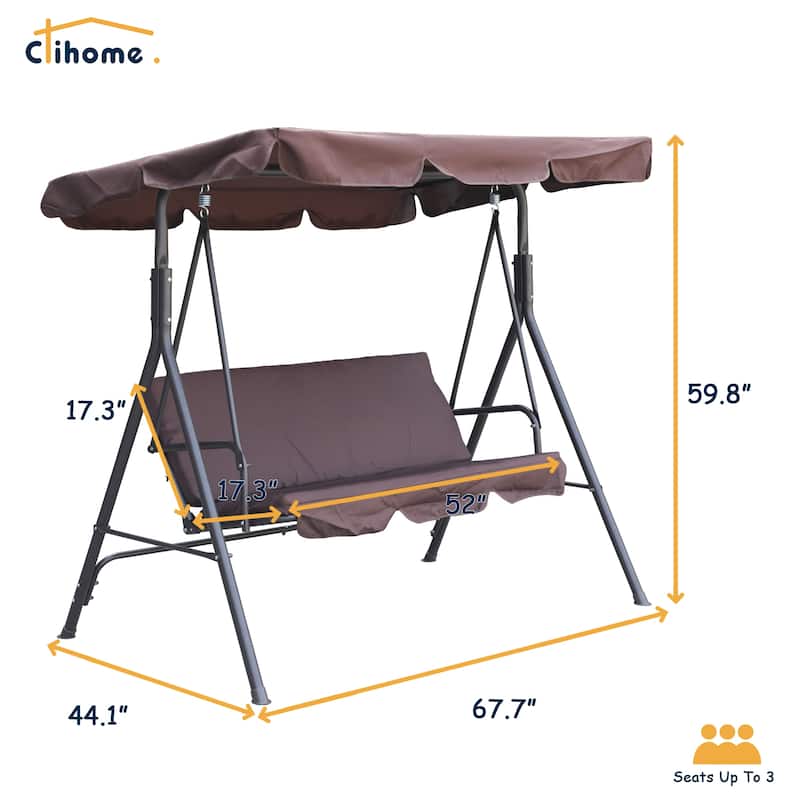 Clihome 3 Person Outdoor Porch Swing with Removable Cushions