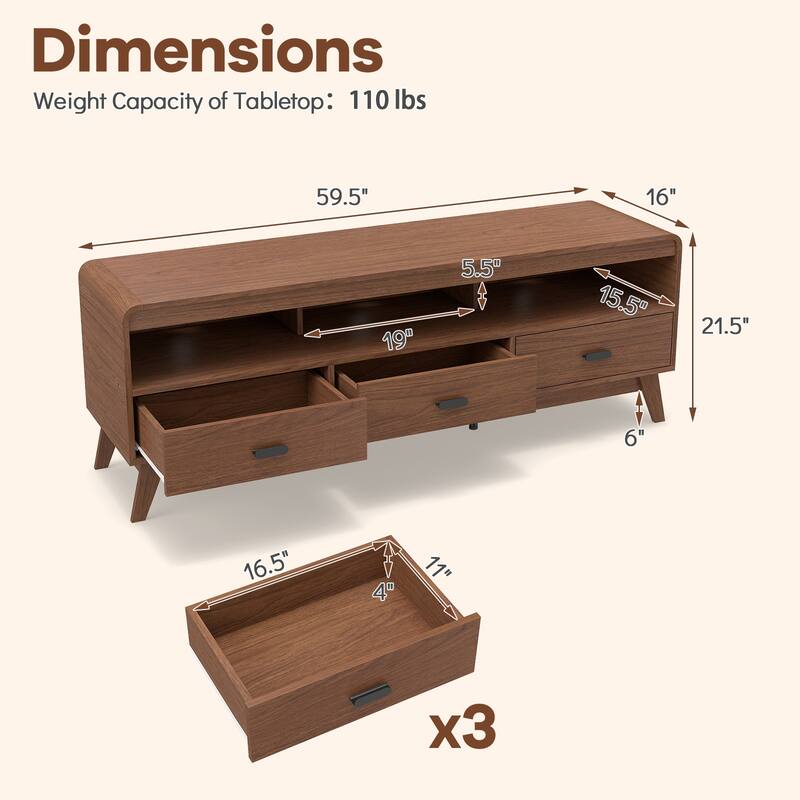 Gymax TV Stand for TVs up to 70'' Mid Century Modern Entertainment