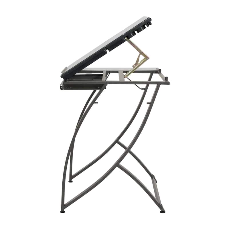 Studio Designs Futura Luxe Black Metal and Glass Crafting Table with ...