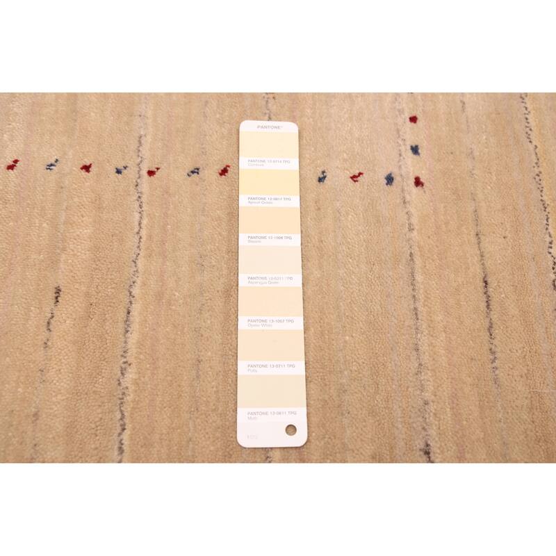 ECARPETGALLERY Hand Loomed Kashkuli Gabbeh Light Khaki Wool Rug - 4'8 x 6'11