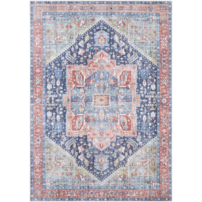 Livabliss Vintage Amelie Medallion Washable Area Rug