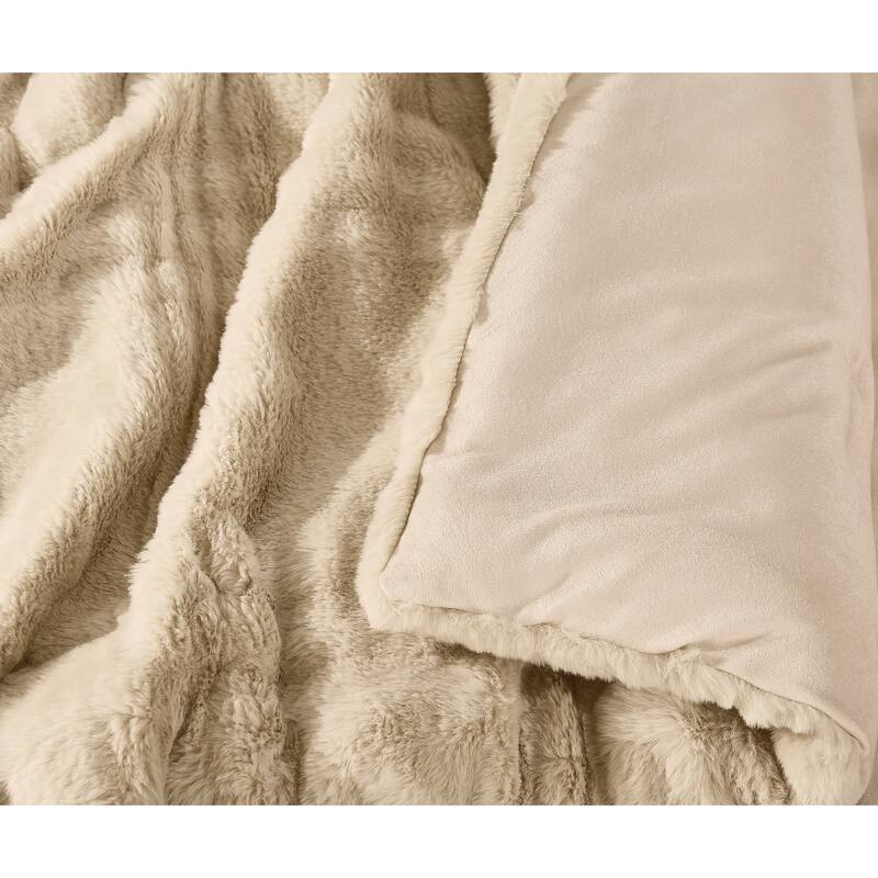 Brooklyn Loom Carved Faux Fur 3 Piece Comforter Set