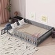 preview thumbnail 47 of 69, Queen Size Floor Bed with Fence, Door, Rubber Wood Frame & Safety Guardrails