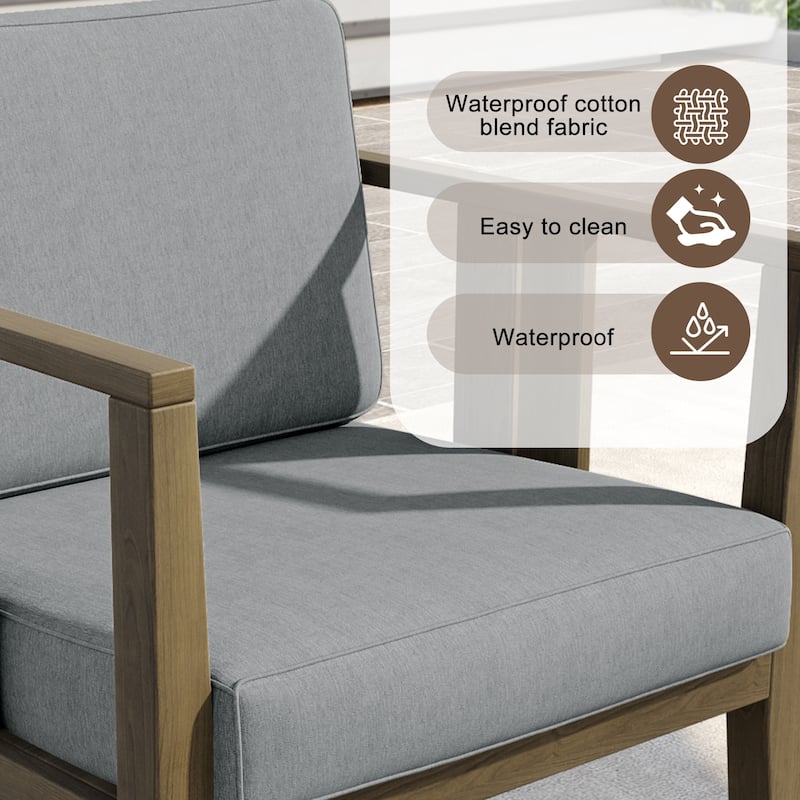 Uixe 3-piece Teak Solid Wood Outdoor Arm Chairs with Side Table Set