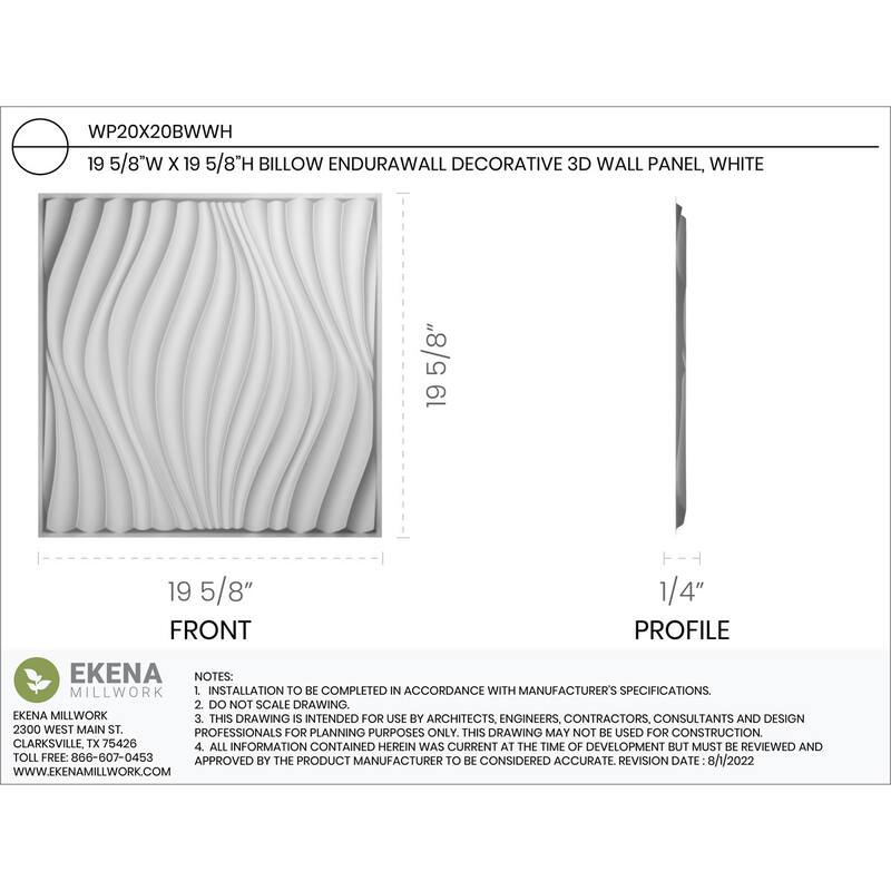 19 5/8"W x 19 5/8"H Billow EnduraWall Decorative 3D Wall Panel