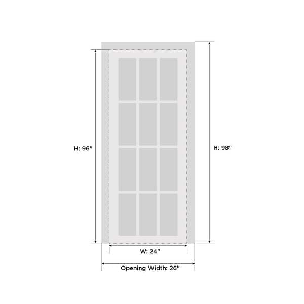 dimension image slide 3 of 22, Interior Solid French Door / Mela 0755 Painted White / Single Regular Panel Frame Handle / Bathroom Bedroom Modern Doors