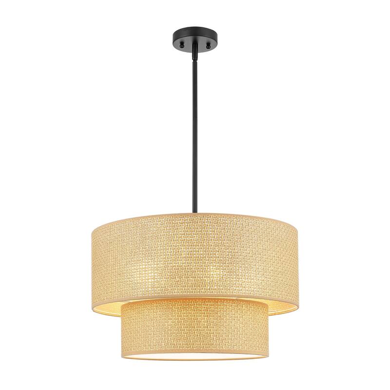 GetLedel 4-Light Bohemian Handwoven Drum Chandelier