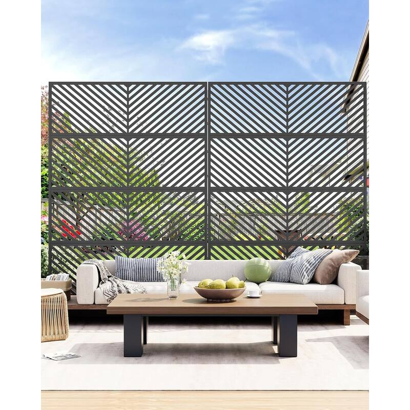 72 in H x 47 in W Metal Privacy Screen 4-Panel Freestanding Fence for Backyard Patio or Deck