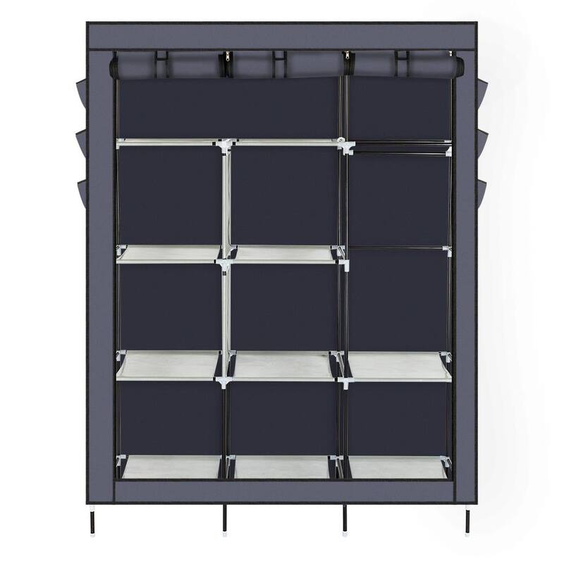 69" Portable Closet Wardrobe Clothes Rack Storage Organizer & Shelf - Grey
