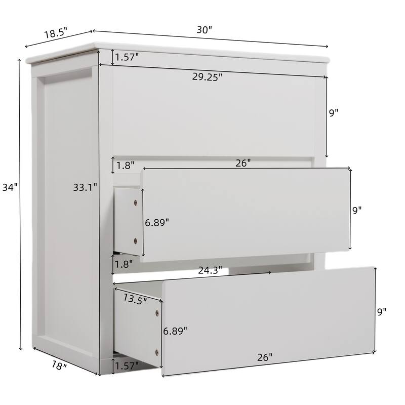 30" Vanity with Sink and 2 Full-Extension Drawers,Freestanding Vanity with 45°,Soft Close Undermount Drawer Slides