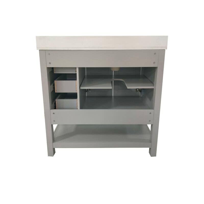 Modern Freestanding Bath Vanity with Sink, Open Storage, and Drawers